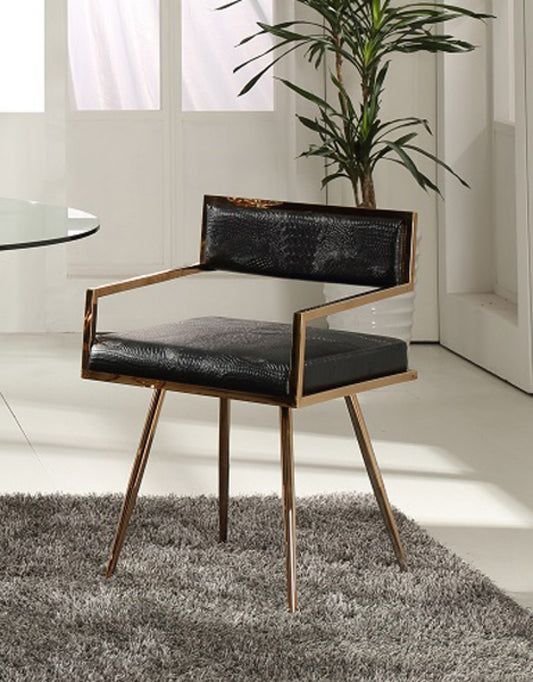 Modrest Rosario Modern Black & Rosegold Dining Chair