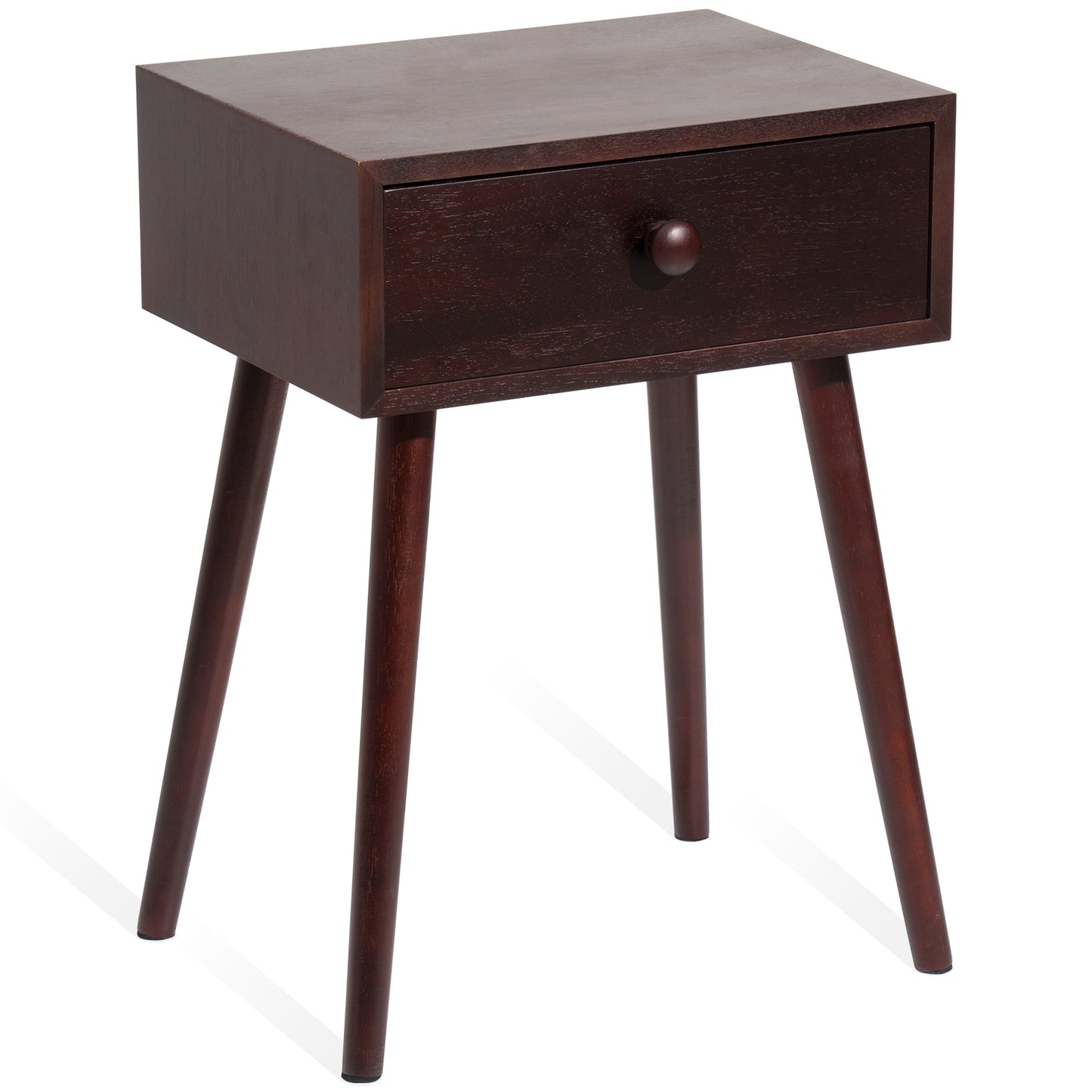 Retro American Nightstand with 1 Drawer, Brown Wood