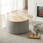 Round 2 in 1 Side Table Functional Ottoman, Dark Grey