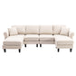 Linen Upholstered Sectional Sofa and Ottoman, Beige