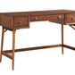 Counter Height Writing Desk with Nickel Knob Hardware, Brown