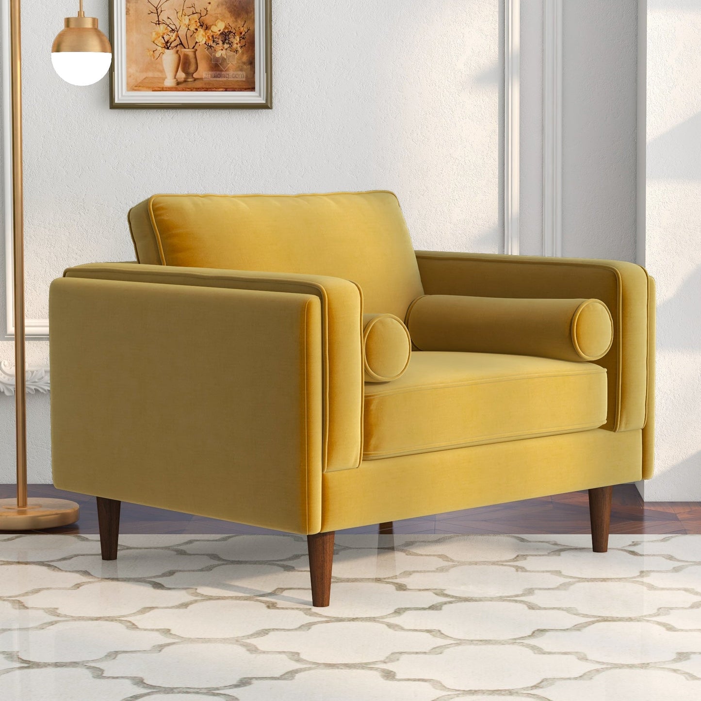 Fairfield Velvet Lounge Chair | Gold