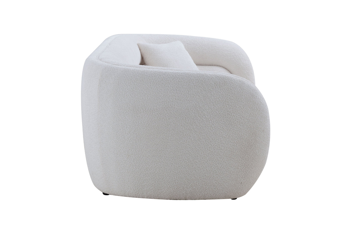 Curved 90.6" Boucle 3-Seat Sofa, White