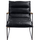 Luberzo Leather Accent Chair with Matt Iron Finish, Distress Espresso