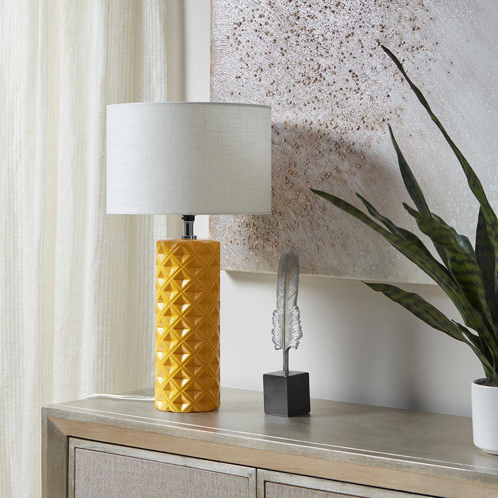 Geometric Ceramic Table Lamp, Orange