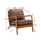 Wood Frame Accent Armchair With Pu Cushion, Coffee