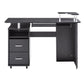 Compact Computer Desk with Two Drawers, Storage & Roller Tray, Black