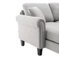 Linen Upholstered Sectional Sofa and Ottoman, Light Grey