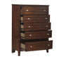 Transitional Style Bedroom Chest with 5 Drawers, Dark Cherry