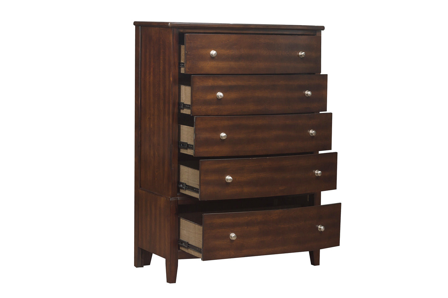 Transitional Style Bedroom Chest with 5 Drawers, Dark Cherry