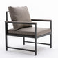 Modern Pu Accent Chair with Black Metal Frame, Grey