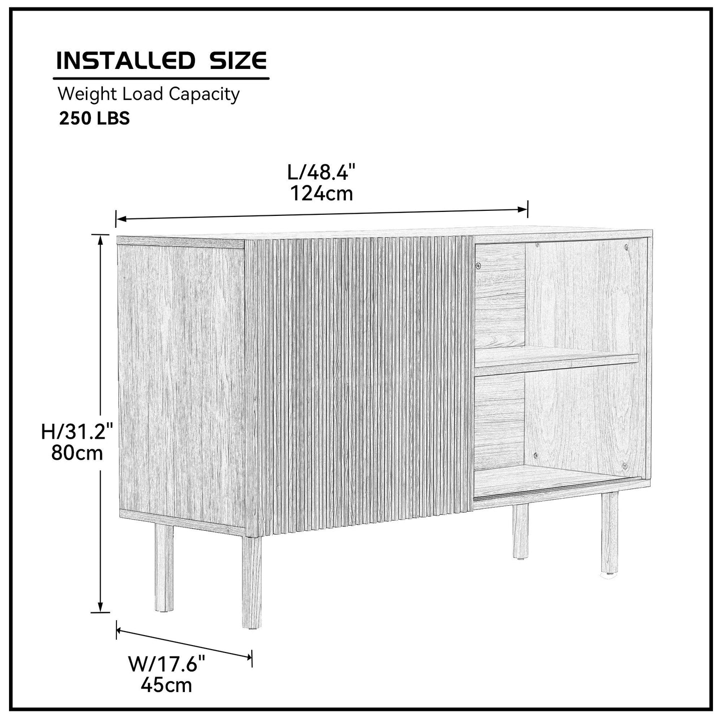 Modern Wooden Sideboard with Sliding Door, Walnut