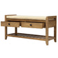 Shoe Rack Storage Bench with Cushioned Seat & Drawers, Old Pine