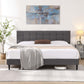 Fabric Upholstered King Size Platform Bed Frame with Headboard, Dark Grey