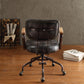 Hallie Top Grain Leather Office Chair, Vintage Black