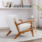 Wood Frame Accent Armchair with Fabric Cushion, Beige