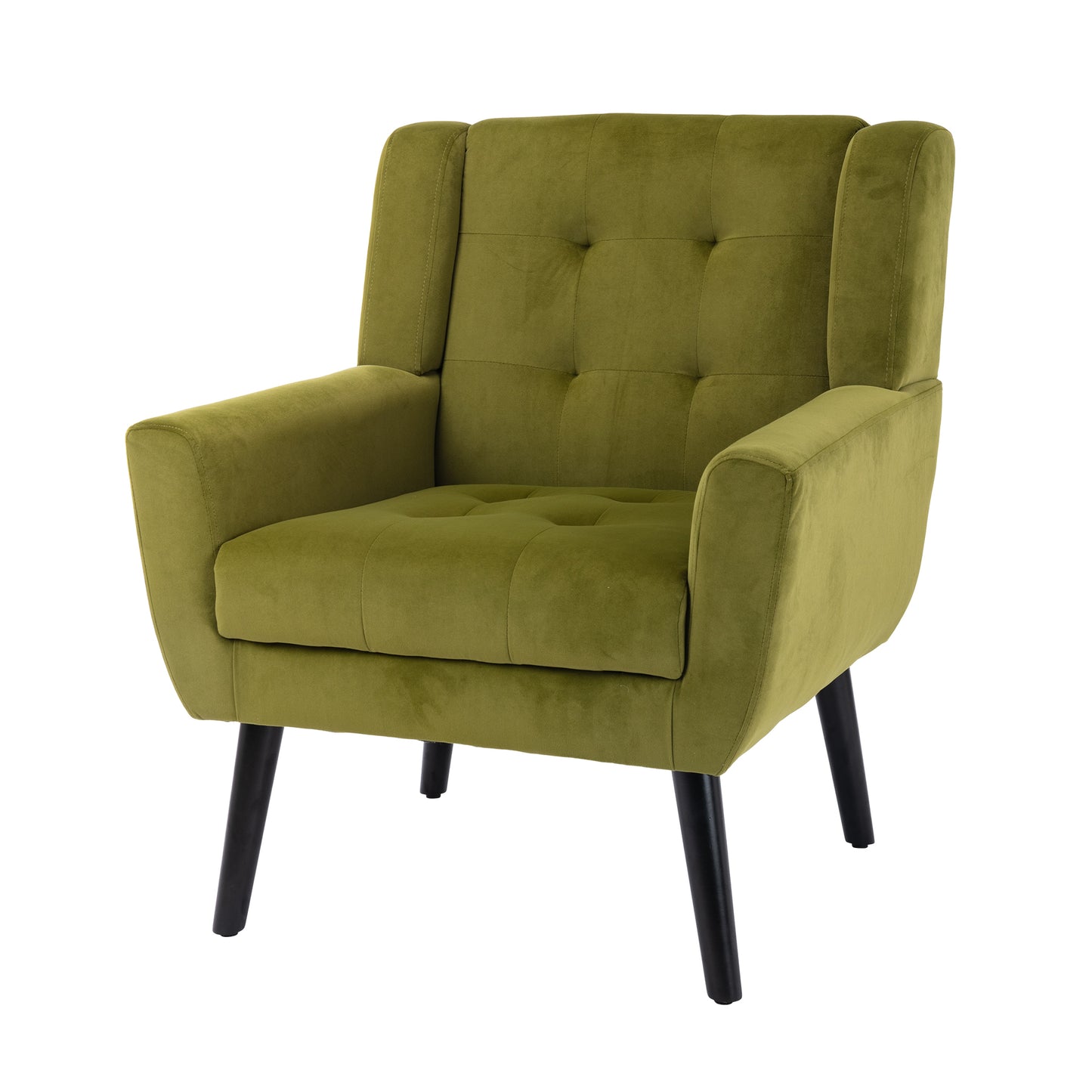 Soft Velvet Accent Chair With Black Legs, Green