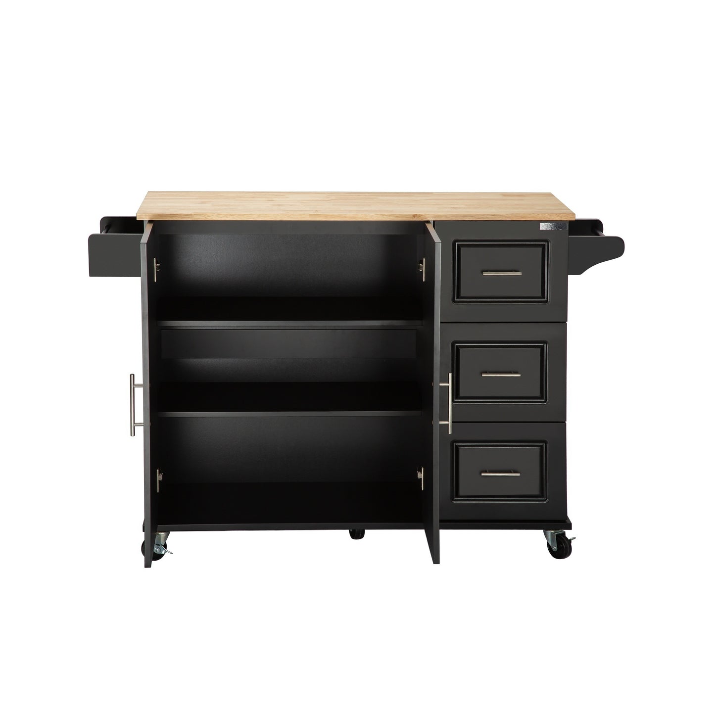 Mobile Kitchen Island Sideboard with Extensible Table Top, Black-Beech