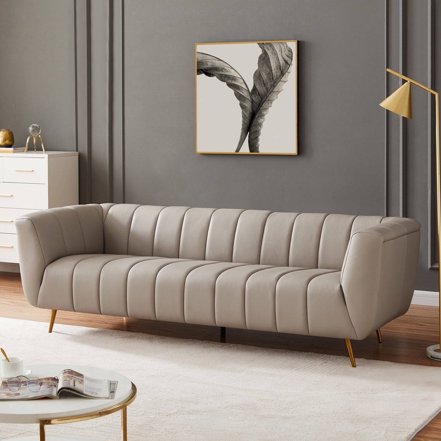 Vincent Leather Sofa | Grey