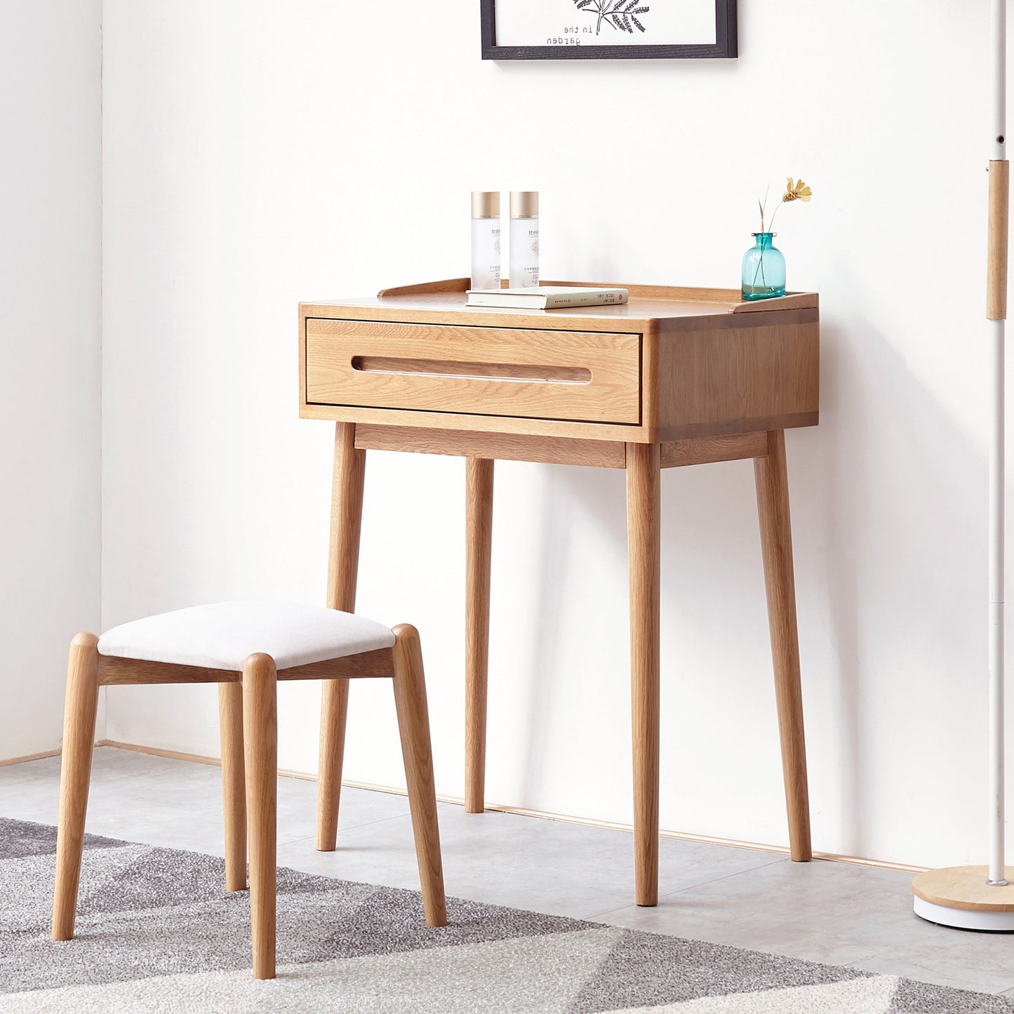 YESWOOD Solid Oak Makeup Table