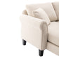 Linen Upholstered Sectional Sofa and Ottoman, Beige