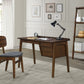 Contemporary Wood Writing Desk with Chair, Gray Walnut