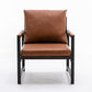 Modern Pu Accent Chair with Black Metal Frame, Orange