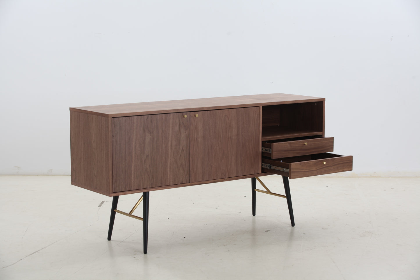 Modern Mid Century Sideboard, Walnut