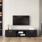 Modern 63" Media Console with 2 Storage Cabinets and Open Shelves, Black