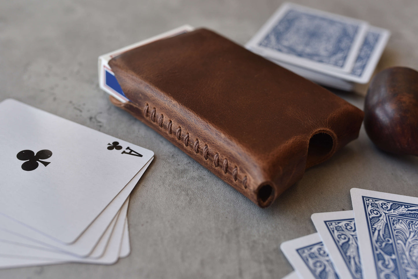 Playing Cards With Leather Sleeve-1