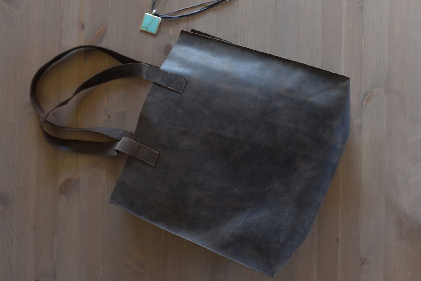 Raw Leather Edge Tote