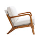 Wood Frame Accent Armchair with Fabric Cushion, Beige