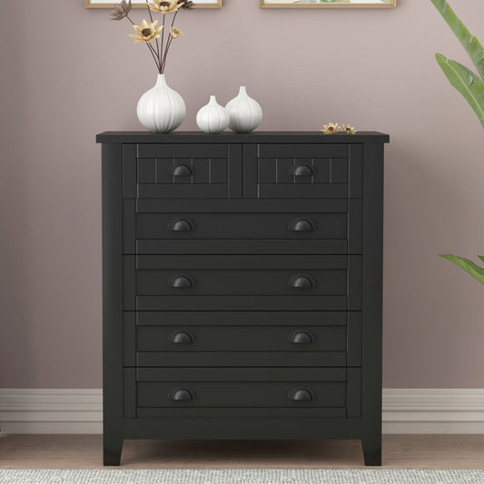 Contemporary Wooden 6 Drawer Tall Cabinet, Antique Black