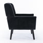 Soft Velvet Accent Chair With Black Legs, Black