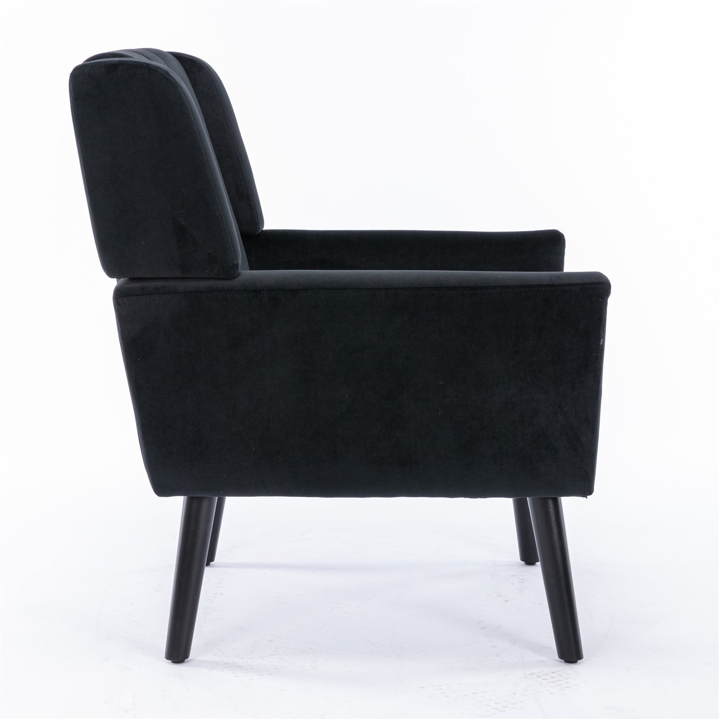 Soft Velvet Accent Chair With Black Legs, Black