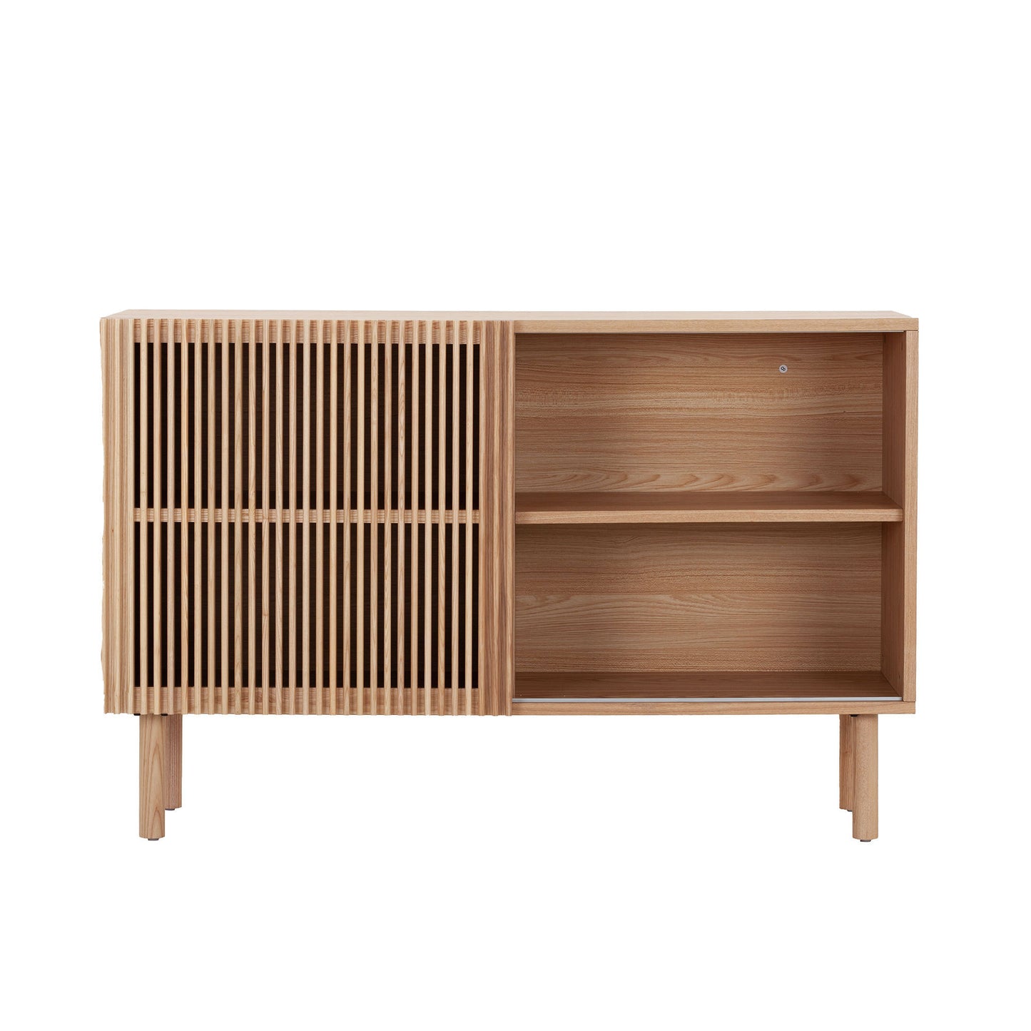 Modern Wooden Sideboard with Sliding Door, Walnut