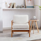 Wood Frame Accent Armchair with Fabric Cushion, Beige