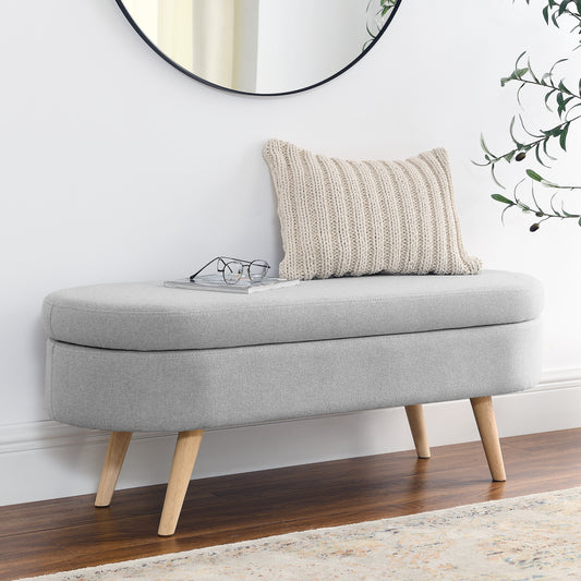 Oval Storage Bench with Wooden Legs