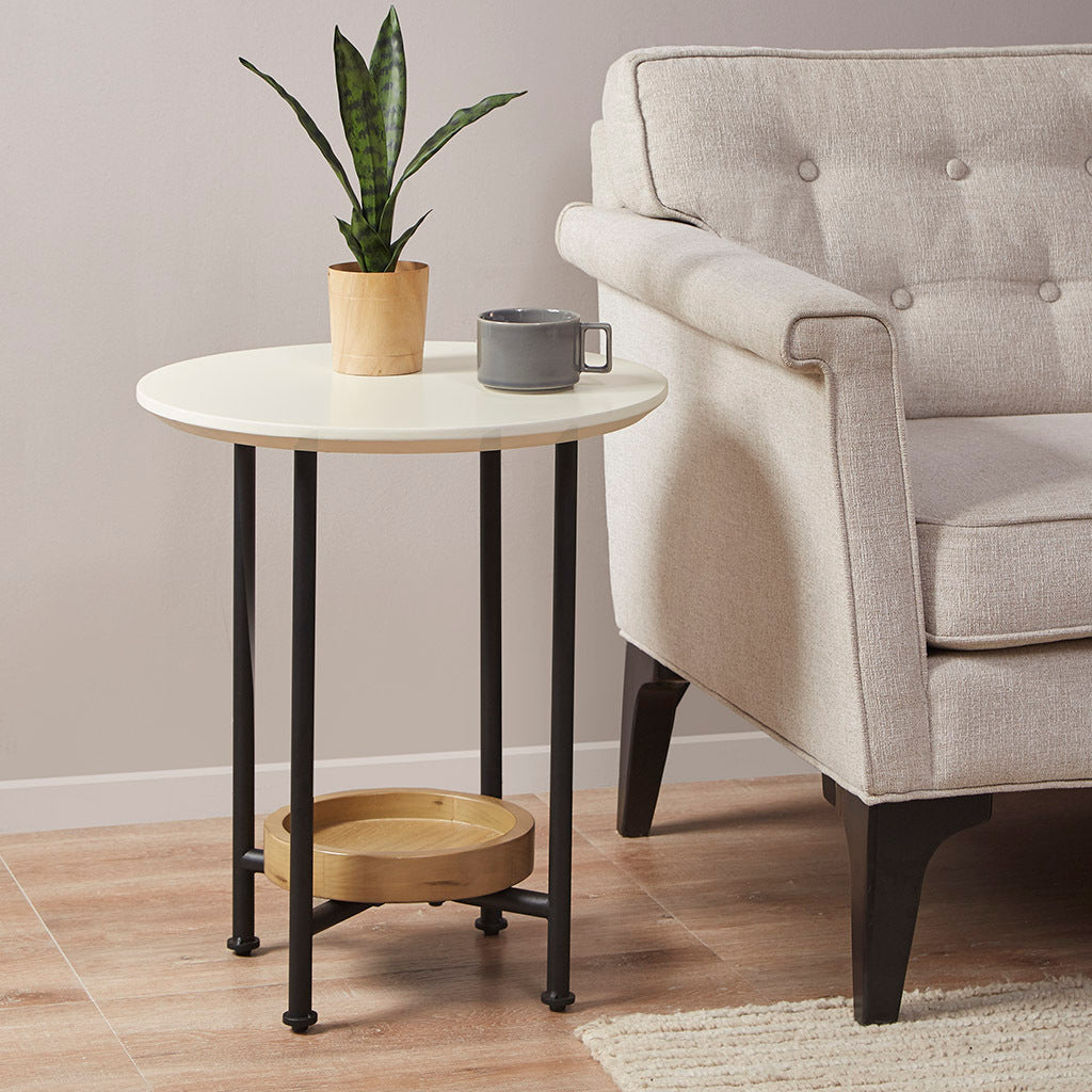 White/Natural End Table