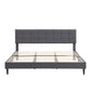 Fabric Upholstered King Size Platform Bed Frame with Headboard, Dark Grey