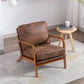 Wood Frame Accent Armchair With Pu Cushion, Coffee