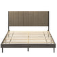 Valdemar Queen Bed, Brown Fabric & Weathered Gray Finish