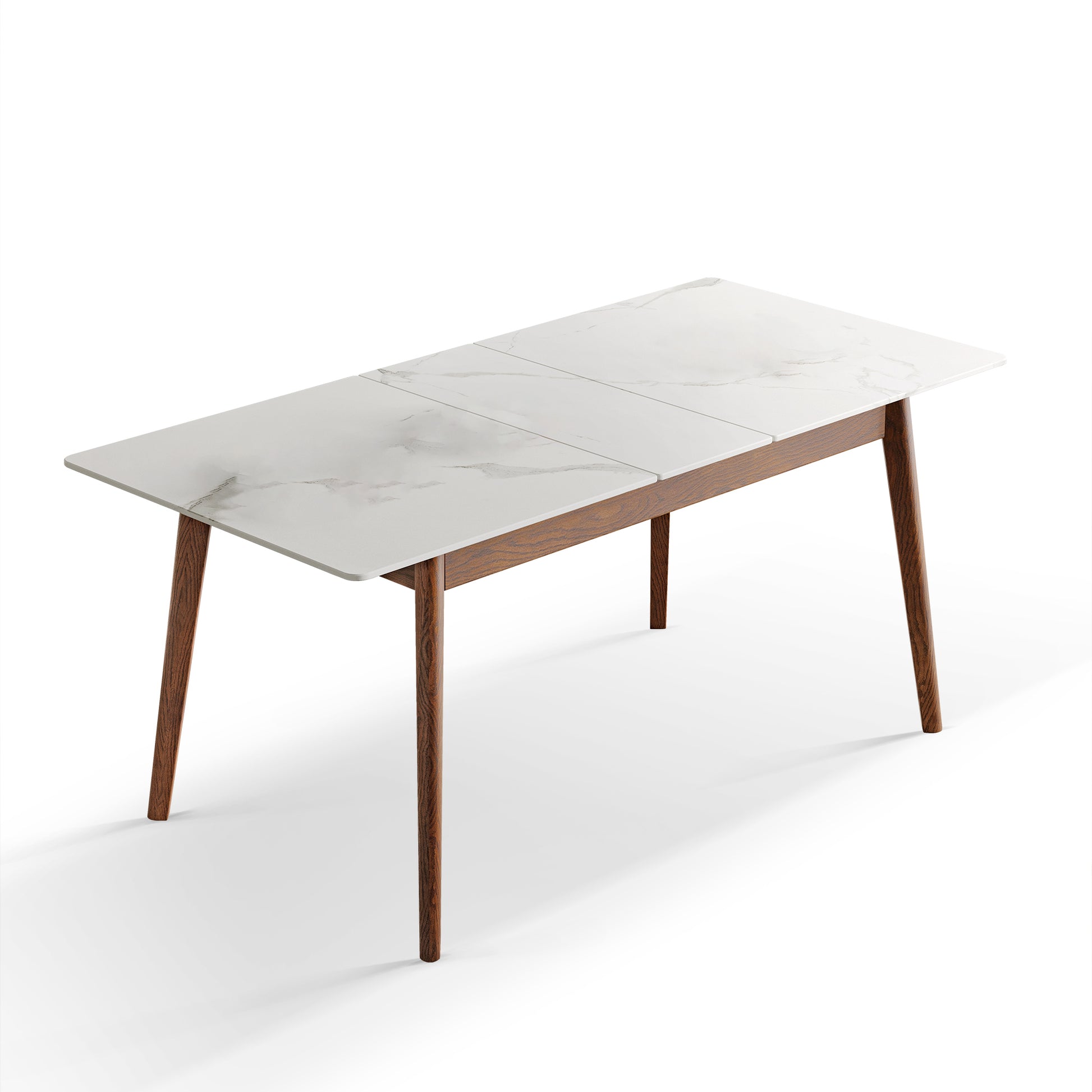 YESWOOD Solid Oak White Slate Top Expandable Dining Table - Walnut/White