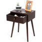 Retro American Nightstand with 1 Drawer, Brown Wood