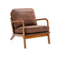 Wood Frame Accent Armchair With Pu Cushion, Coffee