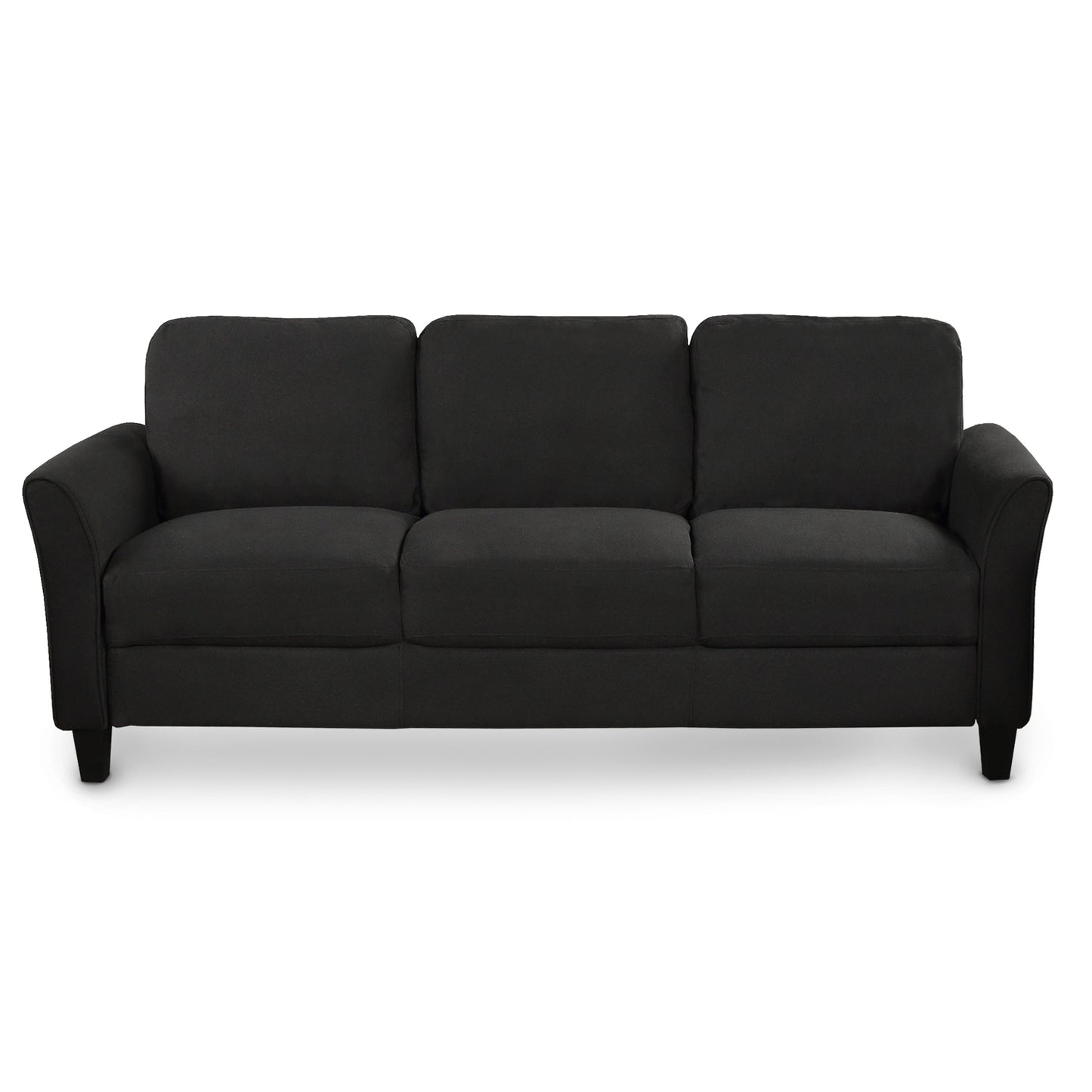 Linen Fabric 3-Seat Sofa, Black