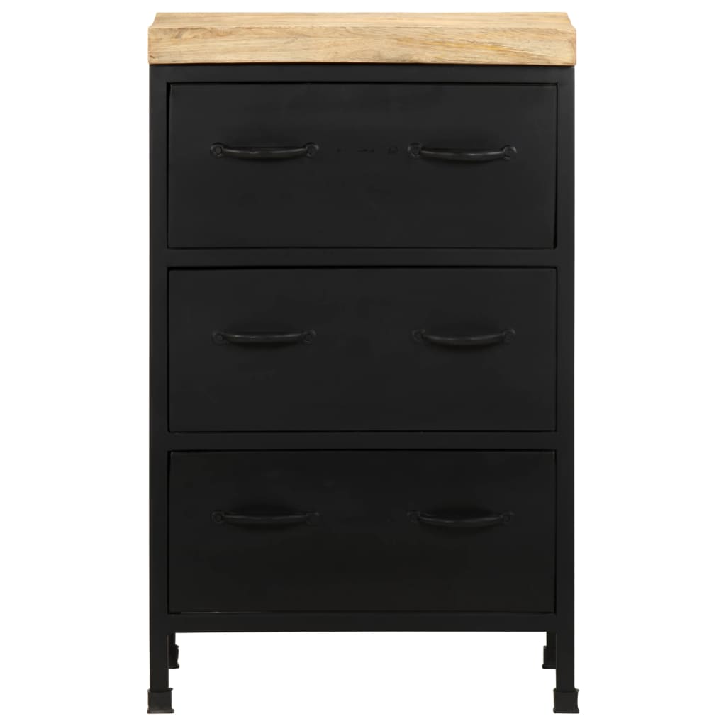 Industrial 29.9" 3 Drawer Sideboard Storage Cabinet, Black / Wood