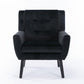 Soft Velvet Accent Chair With Black Legs, Black