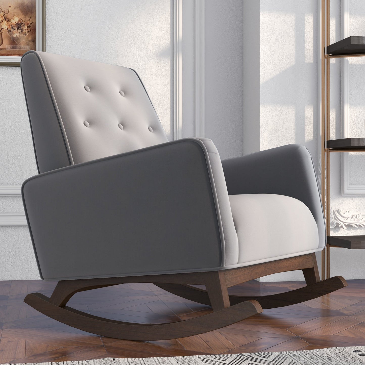 Devon Velvet Rocking Chair |  Grey