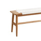 Natural Oak Wood Woven Design Bench, Light Oak / White